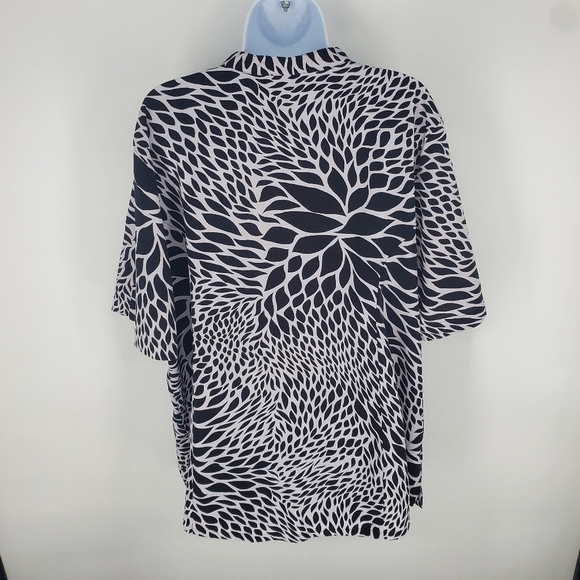 Maggie Barnes Catherines 2X Shirt Top Black White Button Down Stretch Womens - Picture 5 of 8